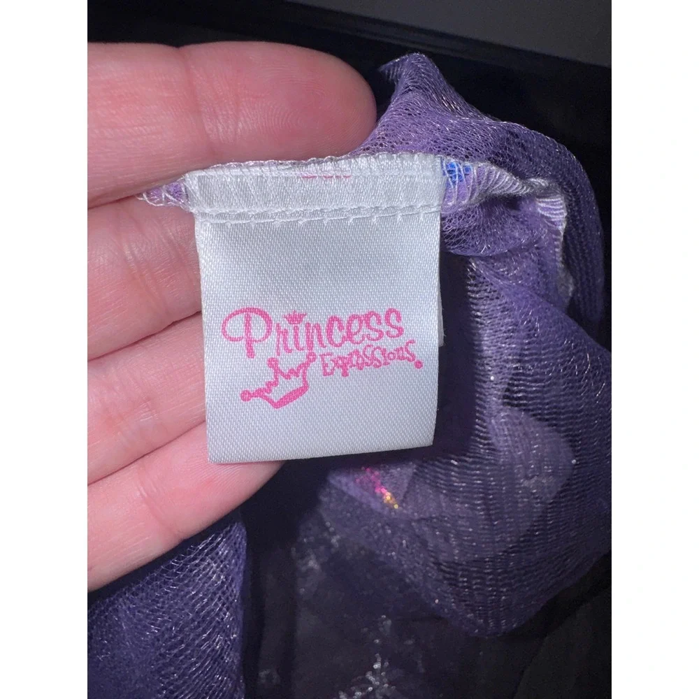 Princess Expressions Purple Butterfly Tutu Skirt Set Silver Glitter Waist 2pc